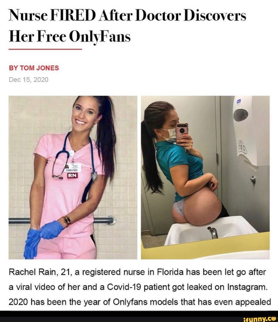 21 year old nurse fired for only fans