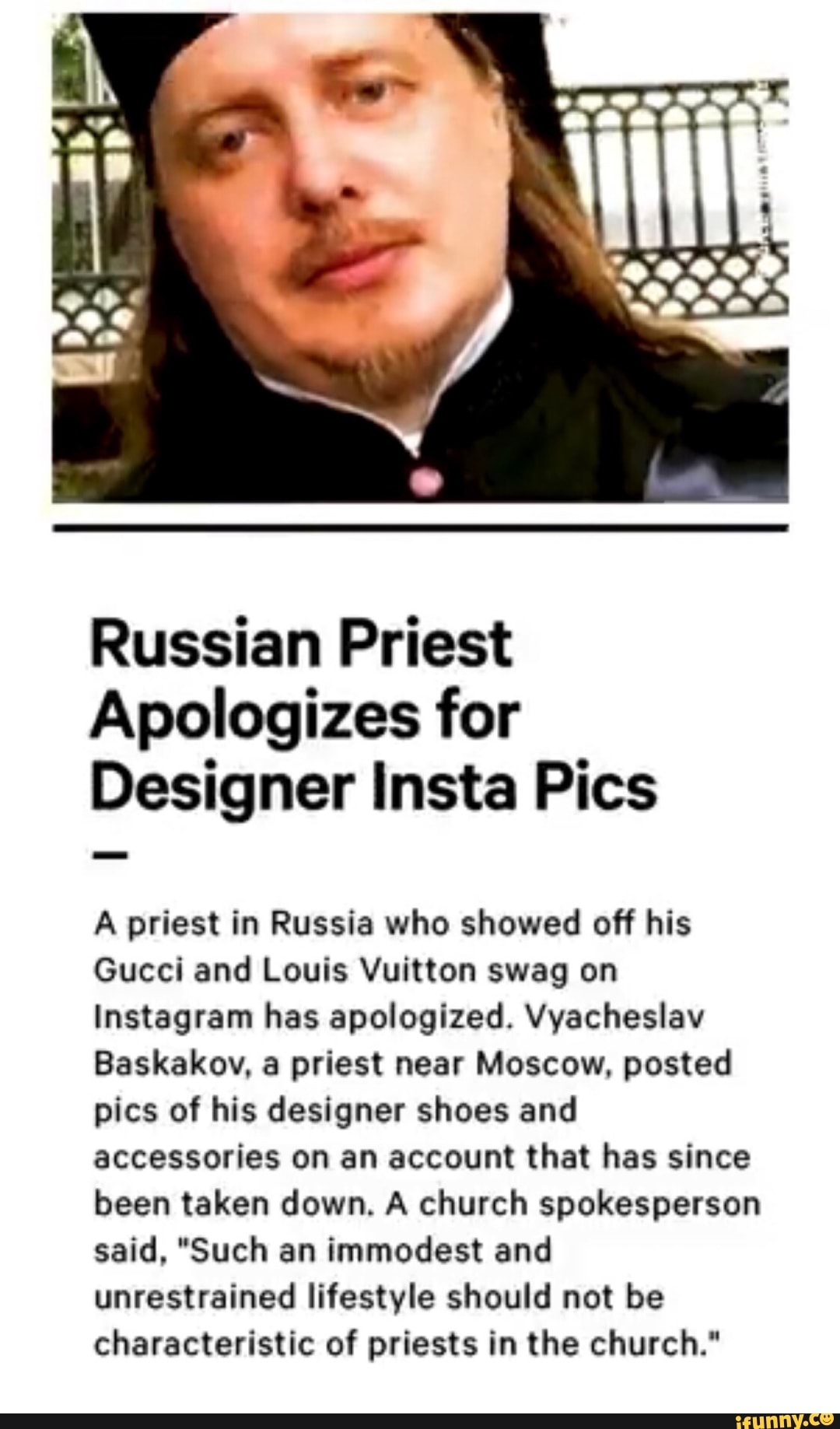 Russian Priest Apologizes For Designer Insta Pics A Priest In Russia