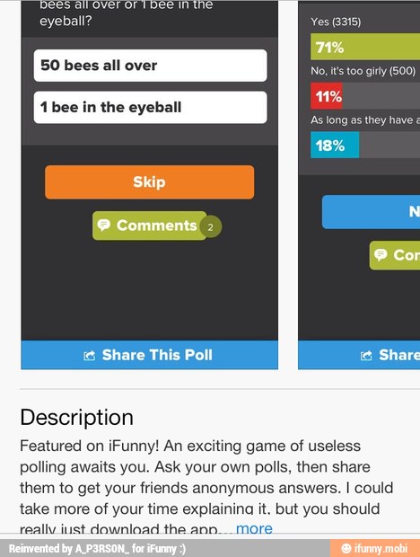 Description Featured on iFunny! An exciting game of useless polling ...