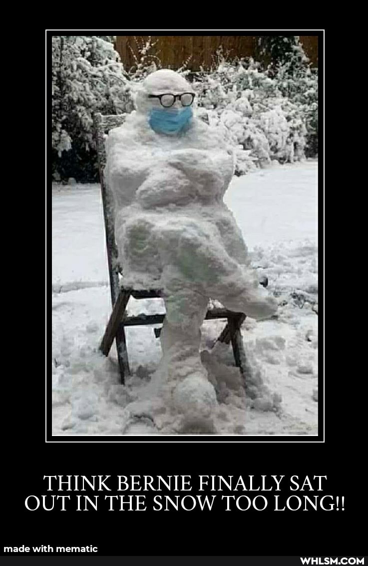 THINK BERNIE FINALLY SAT OUT IN THE SNOW TOO LONG!!