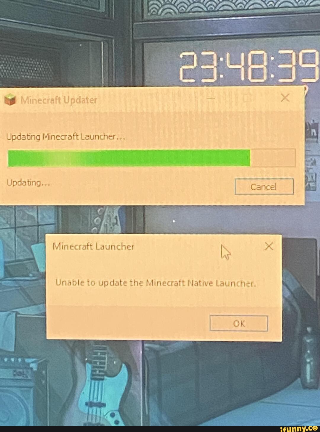 minecraft unable to update minecraft native launcher