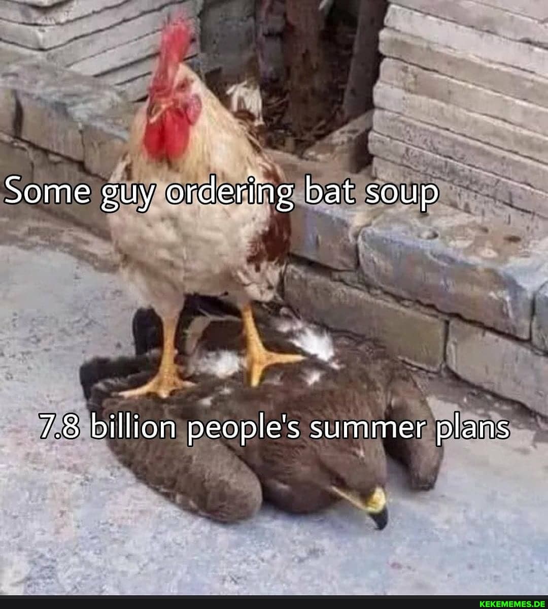 Some guy ordering bat soup
7.8 billion people's summer plans