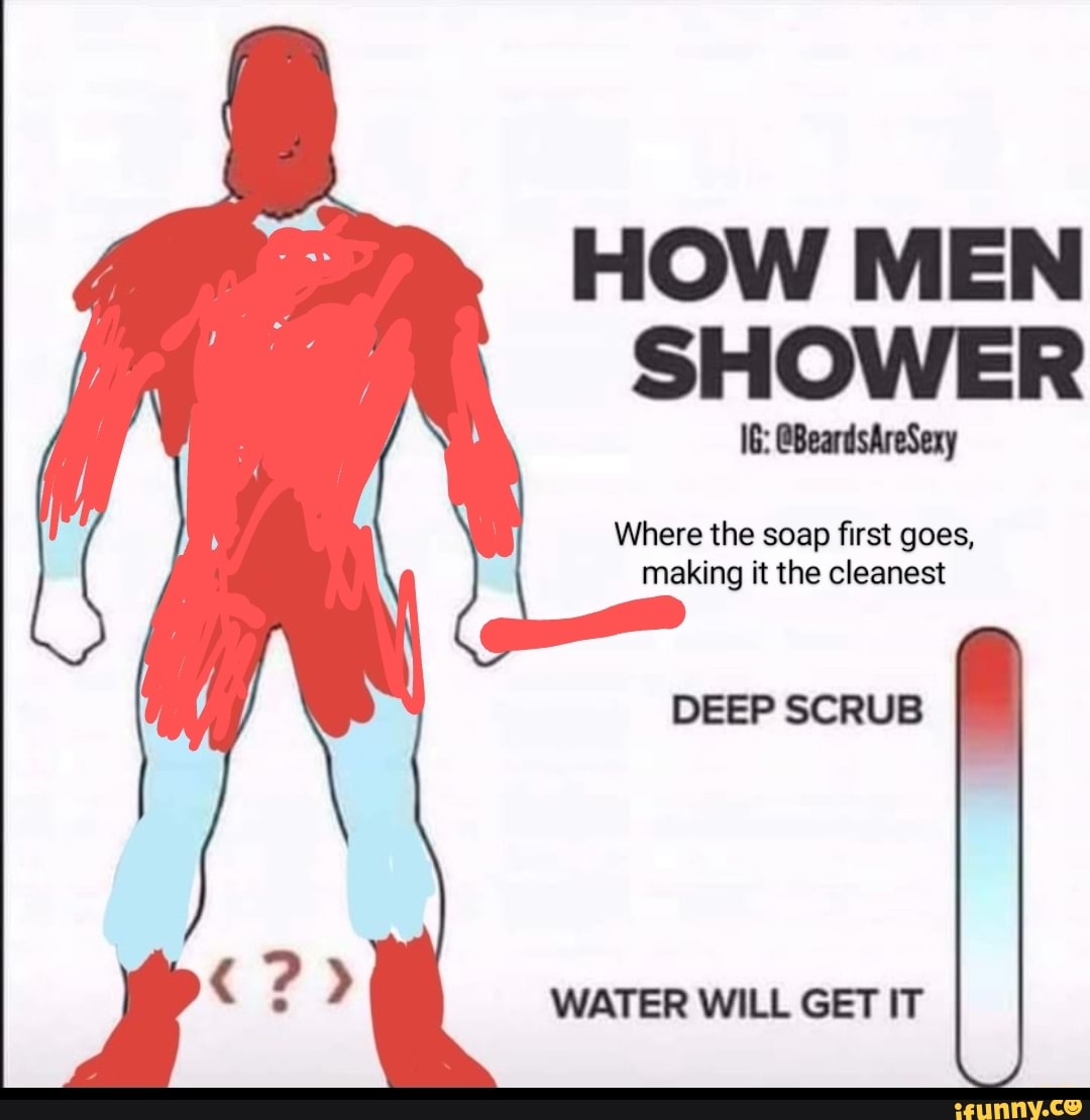 HOW MEN SHOWER 16 BeardsAreSexy Where the soap first goes, making it