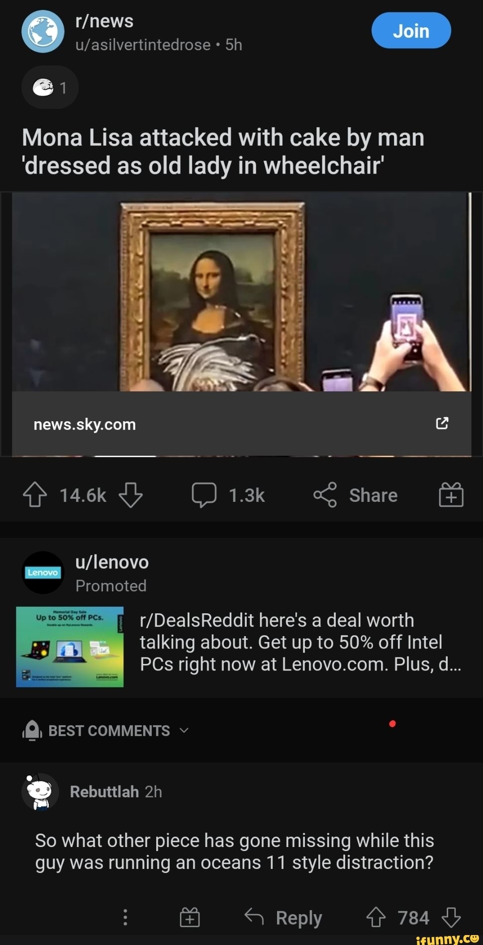 Join ufasilvertintedrose Mona Lisa attacked with cake by man 'dressed