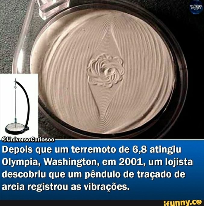(QUniversoCuriosoo.
Depois que um terremoto de 6,8 atingiu
Olympia, Washington, em 2004, um lojista descobriu que um pêndulo de traçado de areia registrou as vibrações.