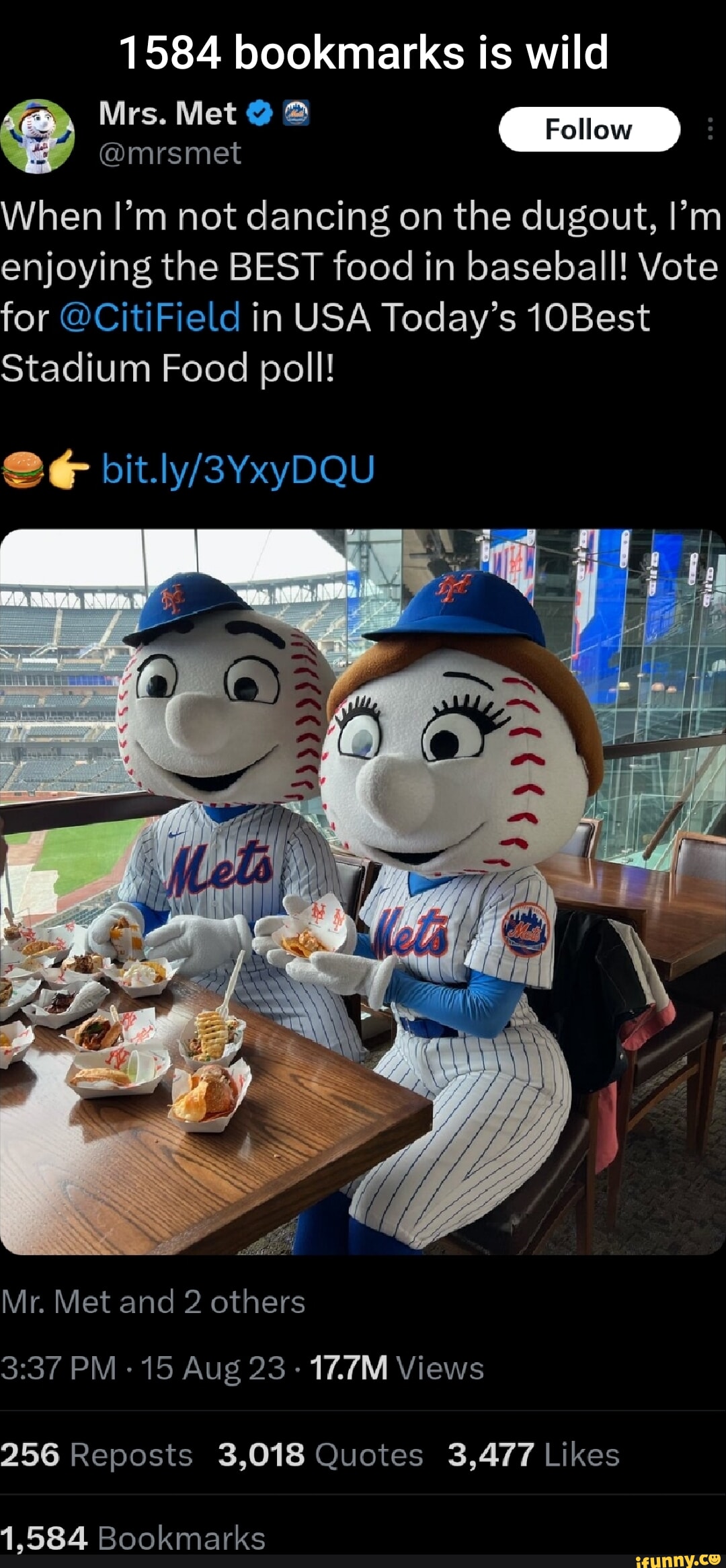 Mr. And Mrs. Met dash at @citifield with the Ruf family. 💙🧡⚾️ Swipe to  see Olive Duf cheering on her dad @darinruf15 😊👏