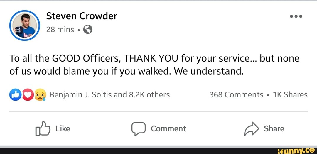 To all the GOOD Officers, THANK YOU for your service... but none
of us would blame you if you walked. We understand.