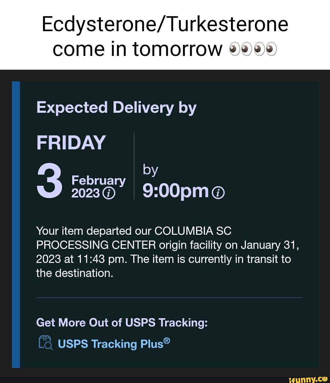Come in tomorrow Expected Delivery by FRIDAY 3 Februa by Your item