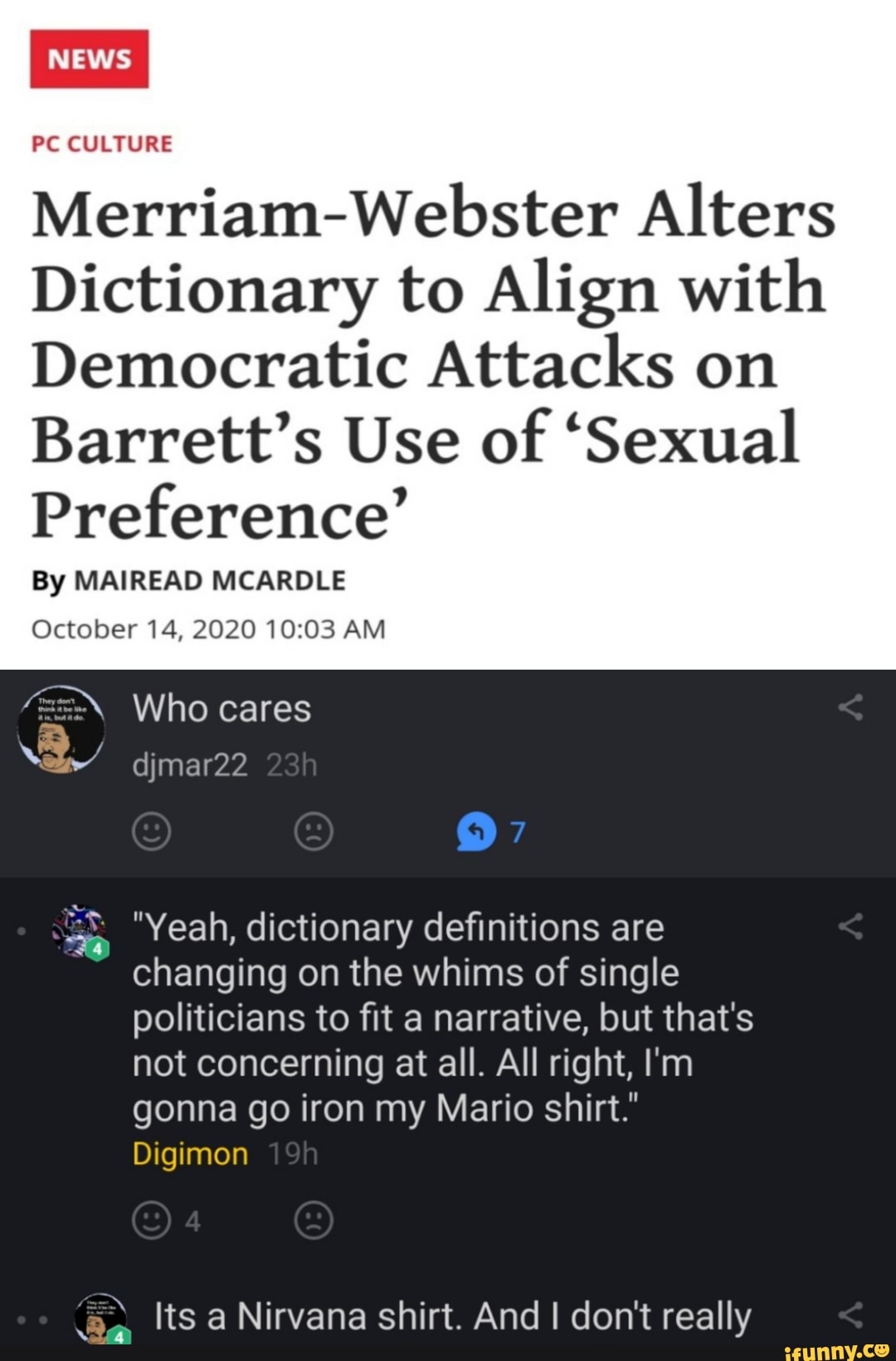 Pc Culture Merriam Webster Alters Dictionary To Align With Democratic Attacks On Barretts Use 