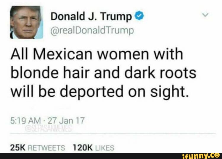 Donald J Trump º All Mexican Women With Blonde Hair And Dark