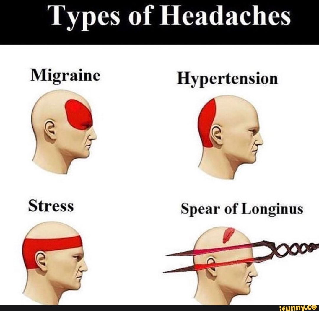 Types of Headaches Migraine Hypertension Stress Spear of Longinus - iFunny