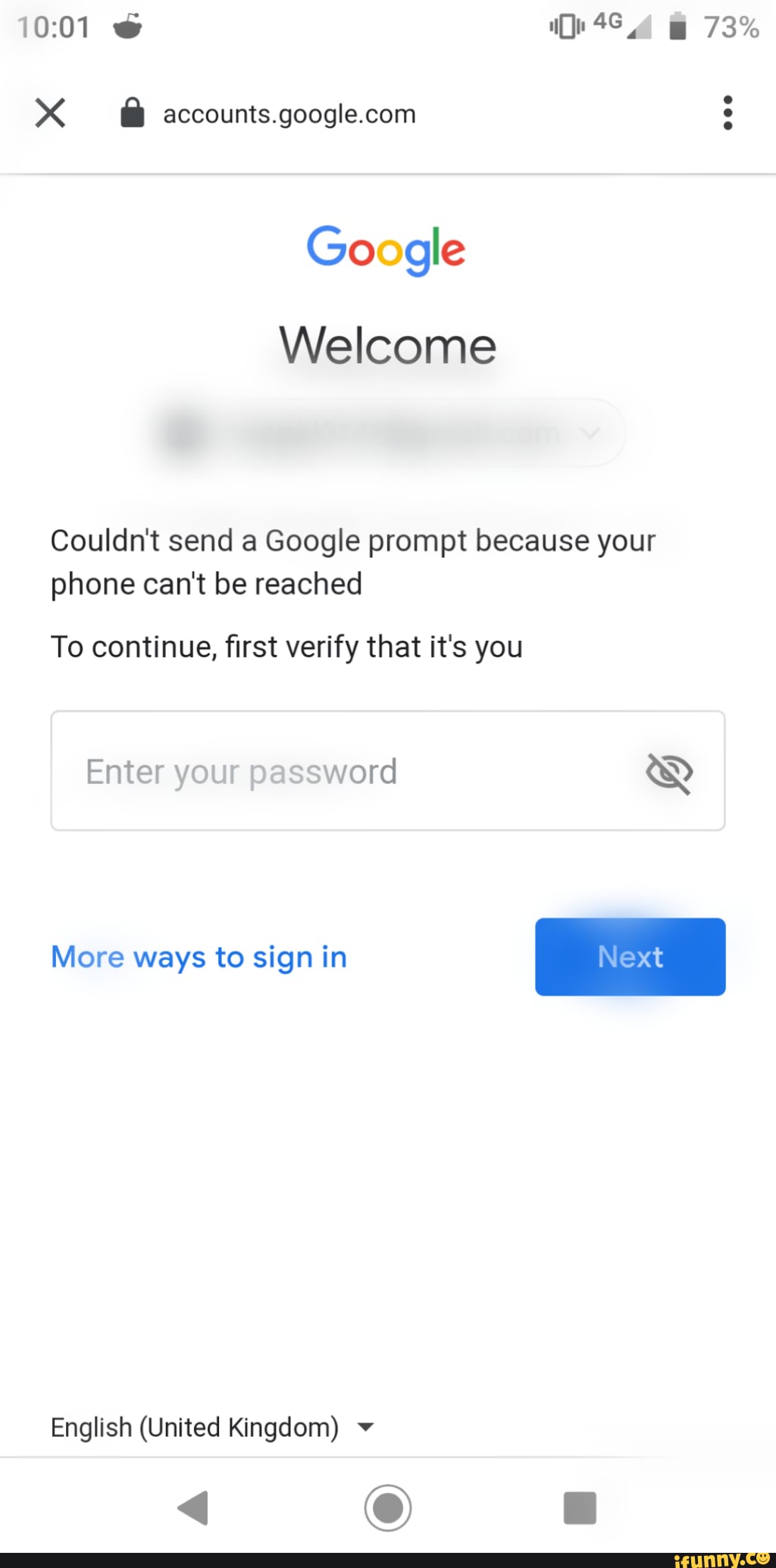 X ª Accounts Google Com Welcome Couldn T Send A Google Prompt Because Your Phone Can