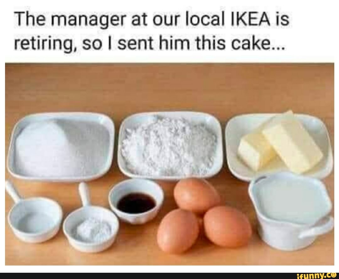 The manager at our local IKEA is retiring, so I sent him this cake