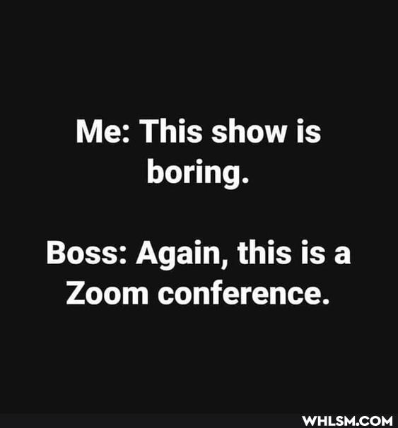 Me: This show is boring.
Boss: Again, this is a
Zoom conference.