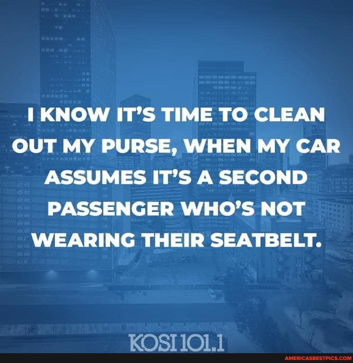 KNOW IT'S TIME TO CLEAN OUT MY PURSE, WHEN MY CAR ASSUMES IT'S A SECOND PASSENGER WHO'S NOT WEARING THEIR SEATBELT.