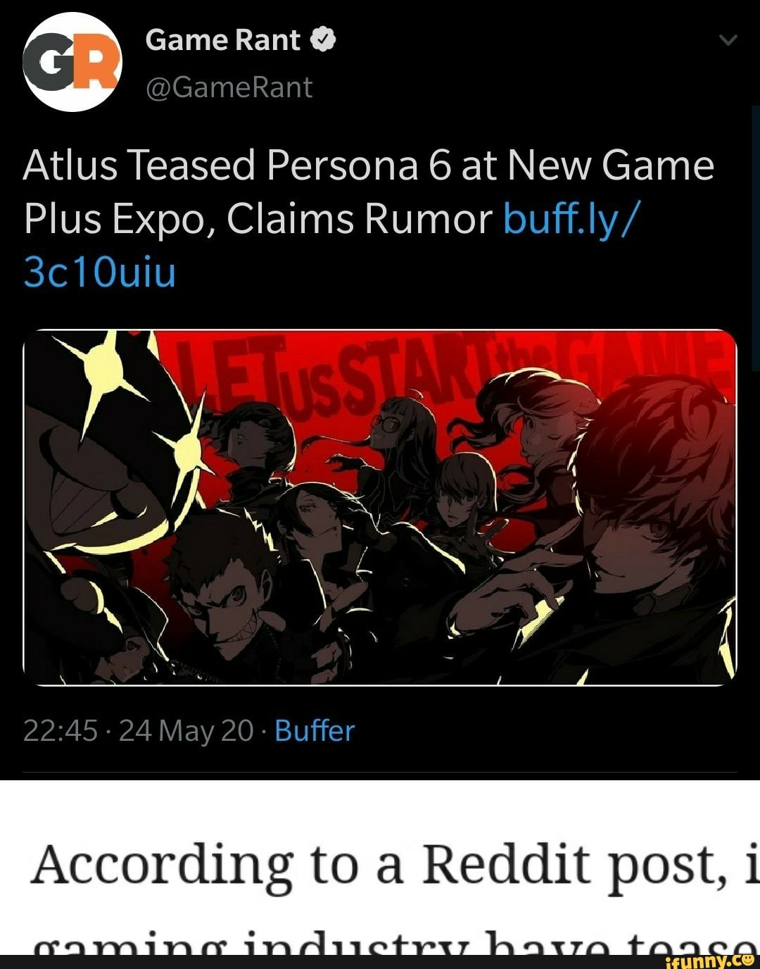 Atlus Teased Persona 6 at New Game Plus Expo, Claims Rumor buff.ly/ - )