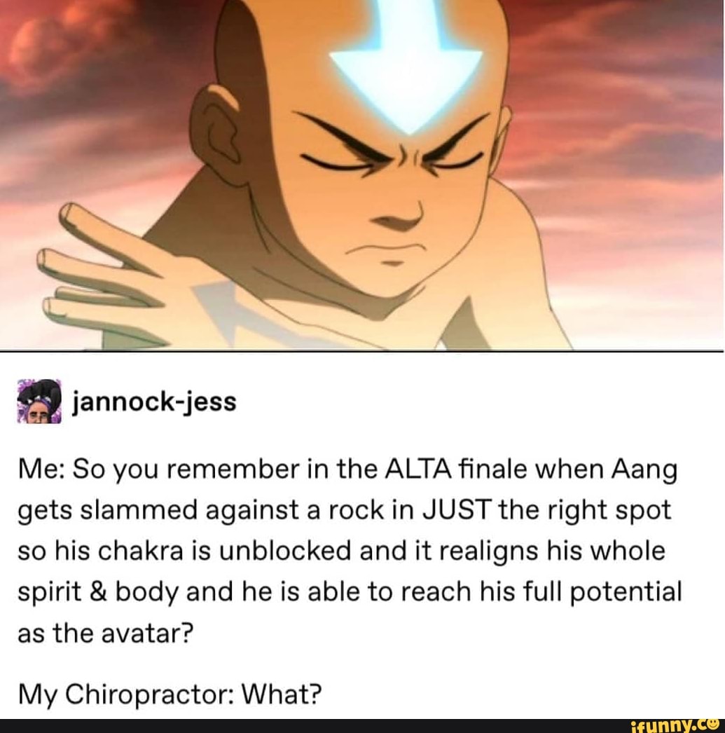 Me: So you remember in the ALTA finale when Aang gets slammed ...