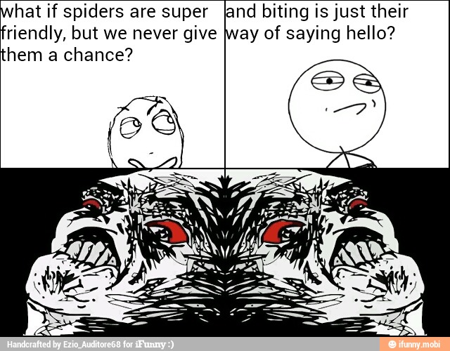 hat if spiders are super Iand biting is just their
riendly, but we never give way of saying hello?
hem a chance?