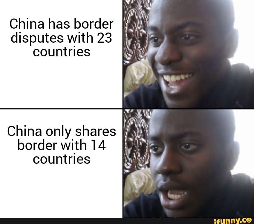 China has border
disputes with 2 3
countries
China only shares
border with 14
countries