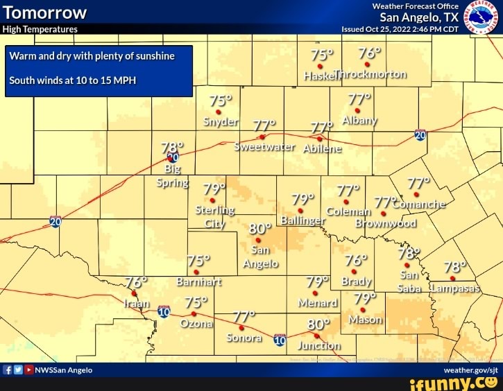 Tomorrow Temperatures Weather Fo San Angelo, TX 2022 PM CDI Warm and ...