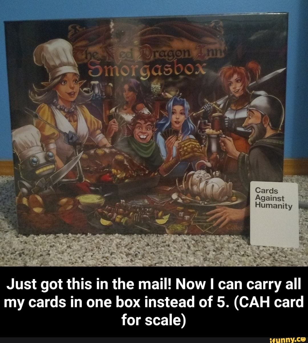 Just got this in the mail! Now I can carry all
my cards in one box instead of 5. (CAH card
for scale) - Just got this in the mail! Now I can carry all my cards in one box instead of 5. (CAH card for scale)