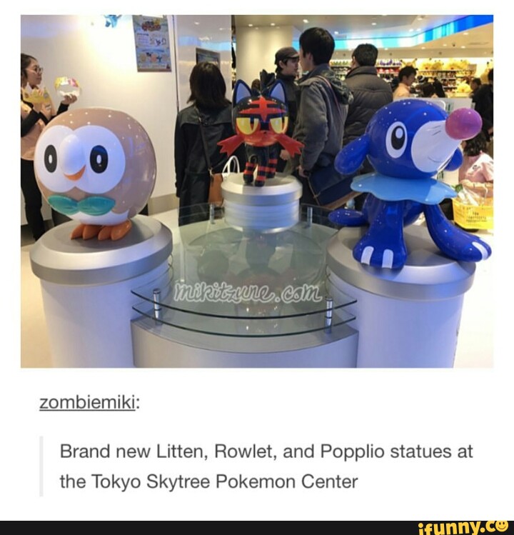 Brand New Litten Rowlet And Popplio Statues At The Tokyo Skytree Pokemon Center Ifunny