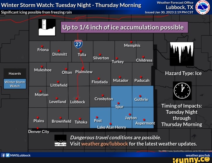 Winter Storm Watch Tuesday Night Thursday Morning 30, 2023 Lubbock