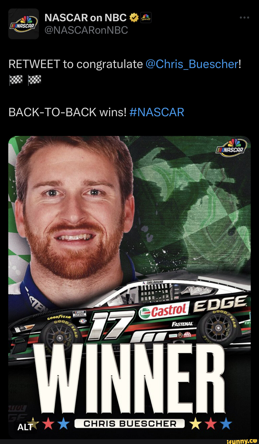 Nascar On Nbc 2 Nascar ~nascaronnbc Retweet To Congratulate Chris Buescher Back To Back 7853