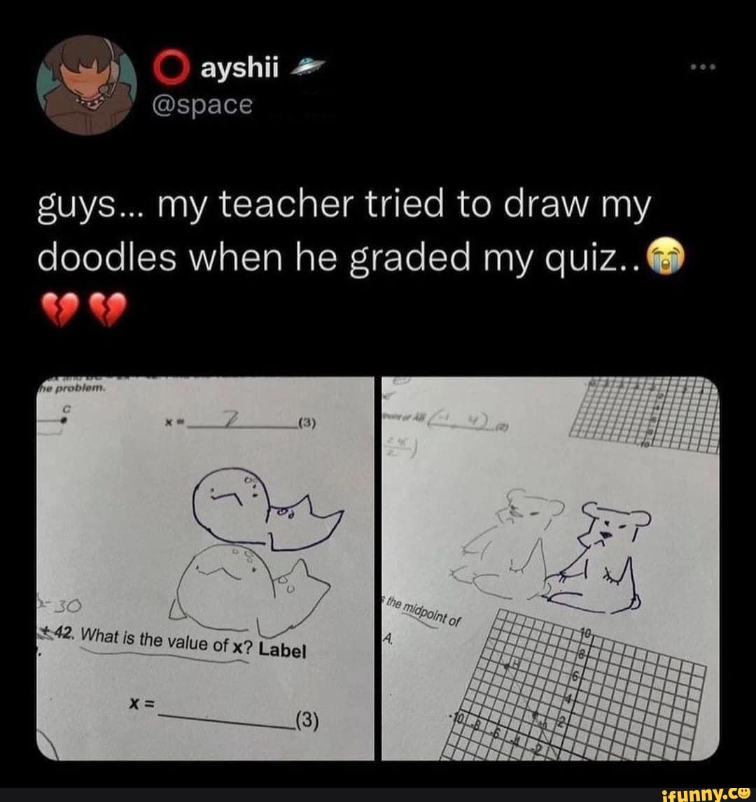 Ayshii space guys... my teacher tried to draw my doodles when he