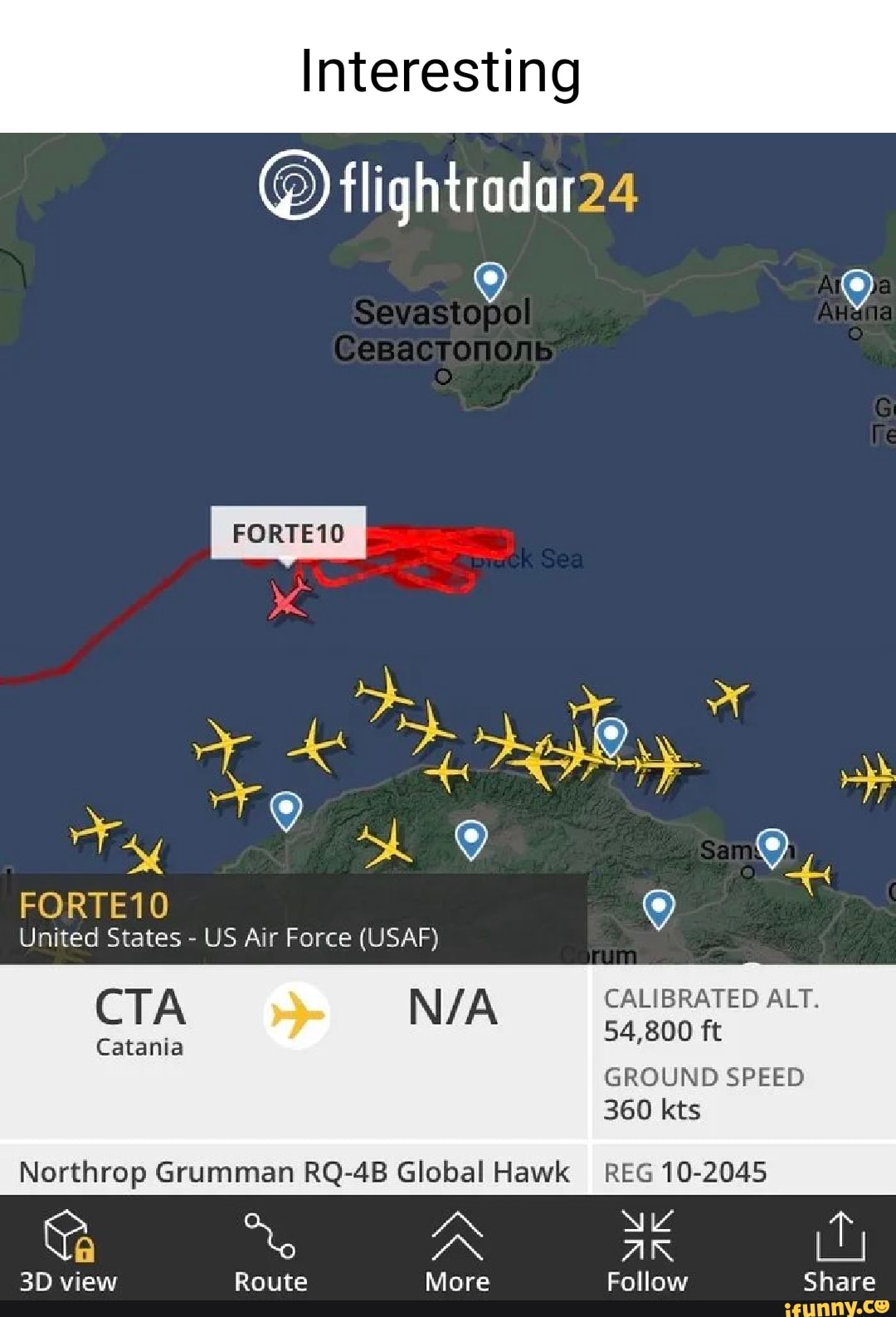 Interesting flightradar Sevastopol FORTE10 United States US Air Force