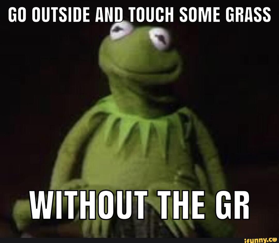 Go outside and touch grass  Go outside, The outsiders, Memes