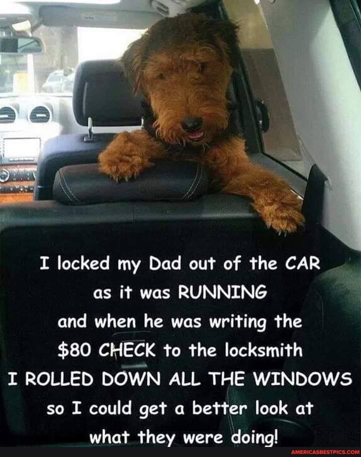 I locked my Dad out of the CAR as it was RUNNING and when he was writing the
$80 CHECK to the locksmith
I ROLLED DOWN ALL THE WINDOWS
so I could get a better look at