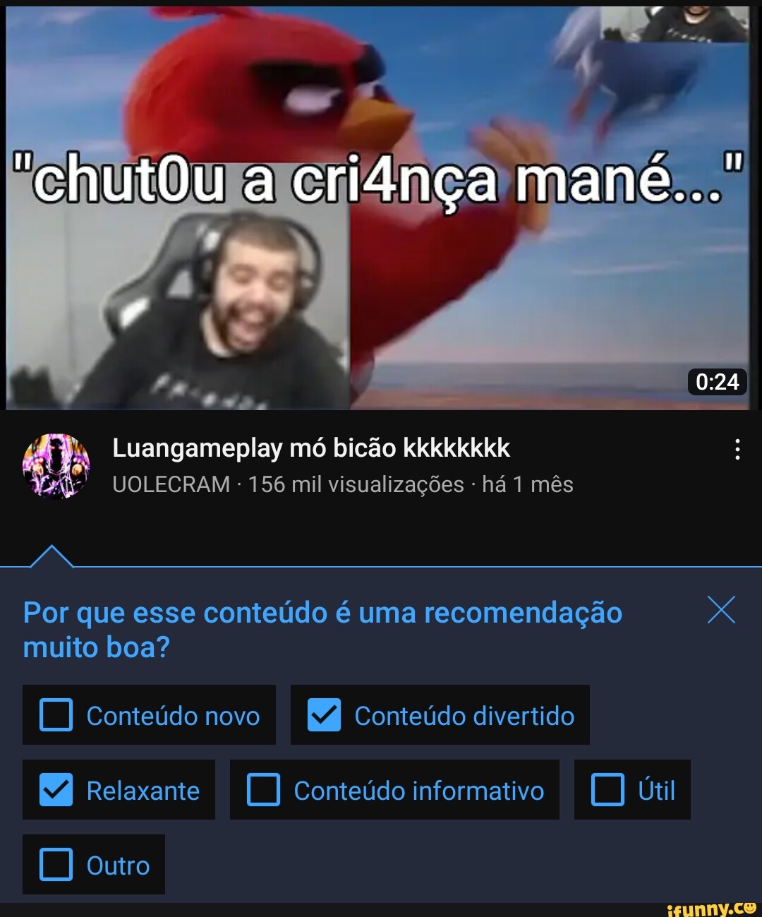 Luangameplay Mó Bicão Kkkkkkkk UOLECRAM - 156 Mil Visualizações - Há 1 ...