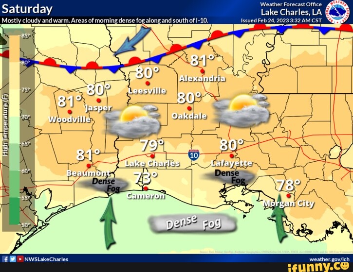 Weather Forecast Office Saturday Lake Charles LA Mostly cloudy and warm