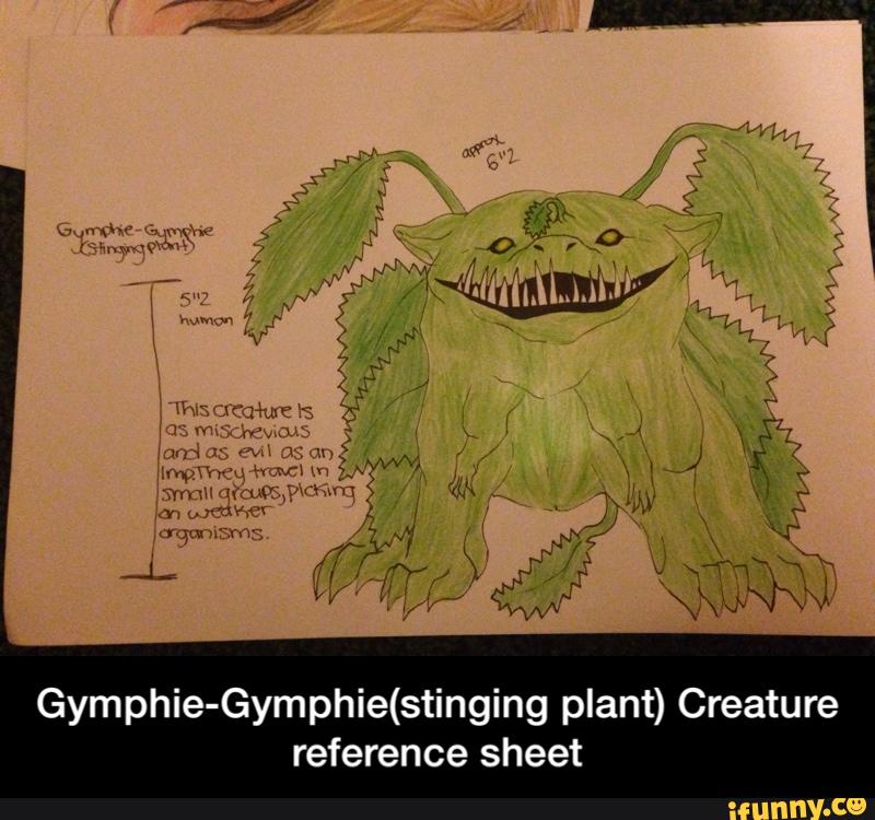 Gymphie-Gymphie(stinging plant) Creature
reference sheet - Gymphie-Gymphie(stinging plant) Creature reference sheet