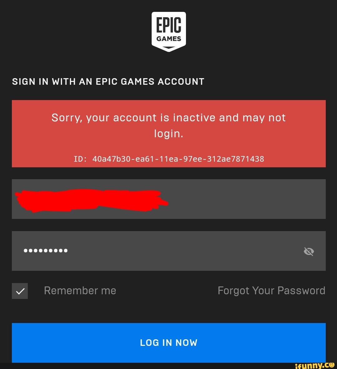 epic games sign in failed