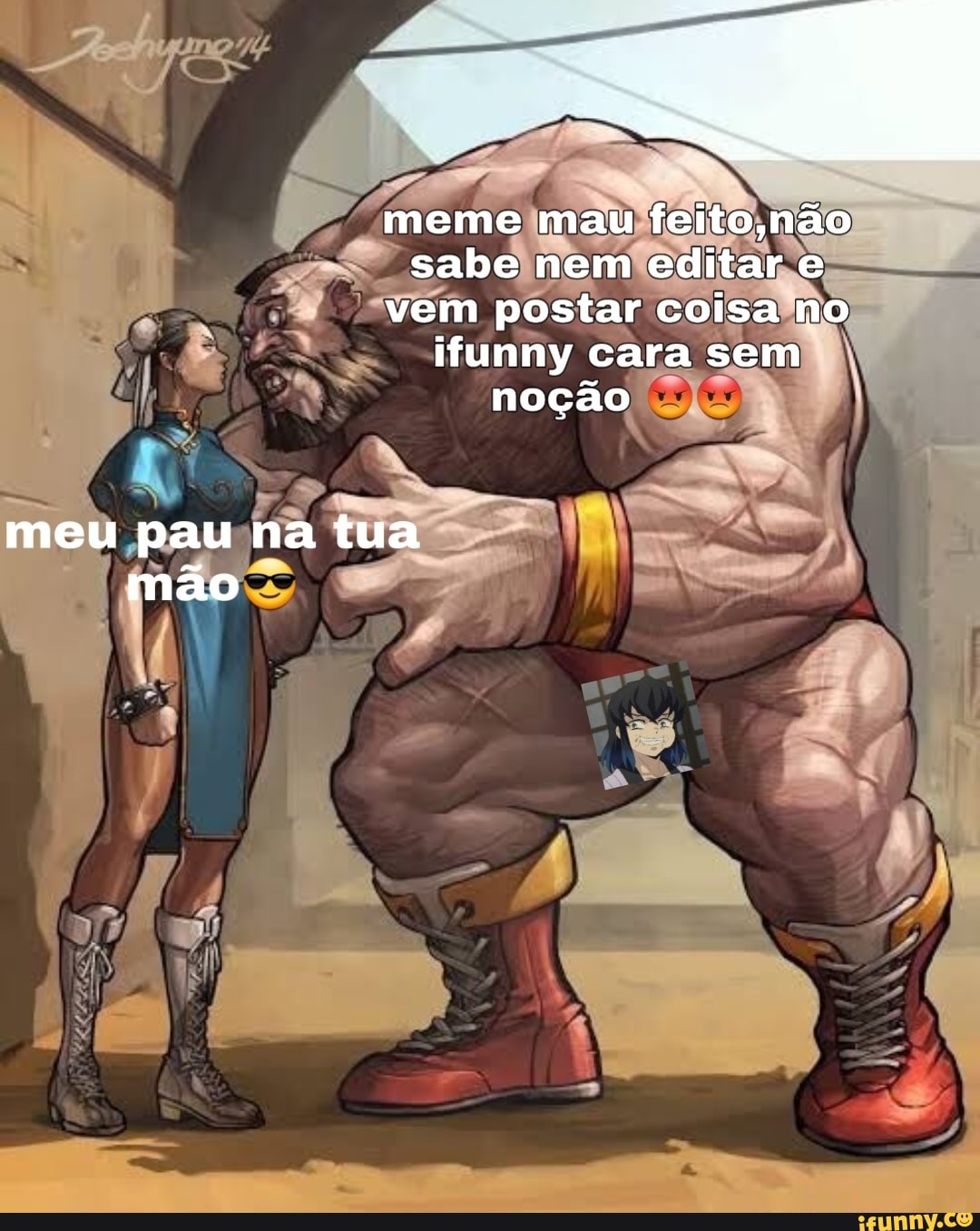 meme mau feito,não sabe nem editar e vem postar coisa no ifunny cara sem noção
meu pau na tua mão