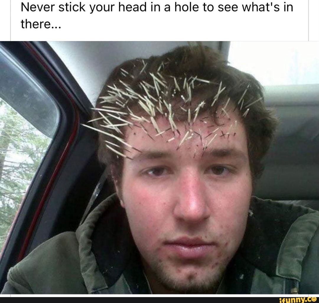 Never stick your head in hole to see what's in
there...
