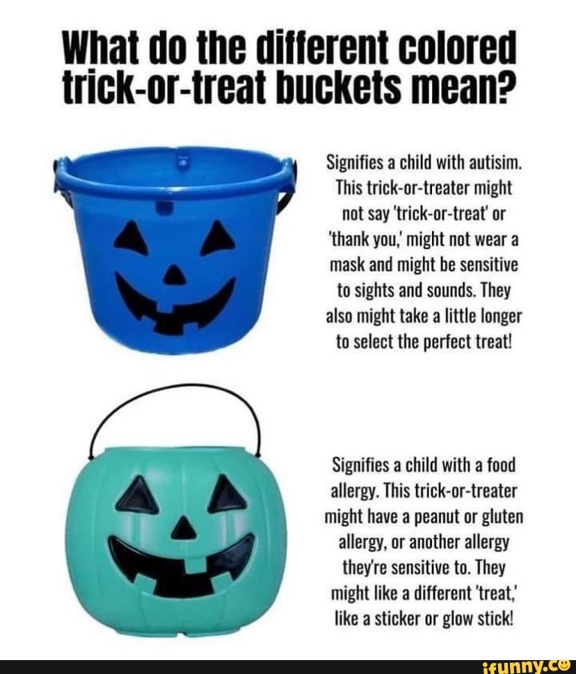 What do the different colored trickortreat buckets mean? Signifies a
