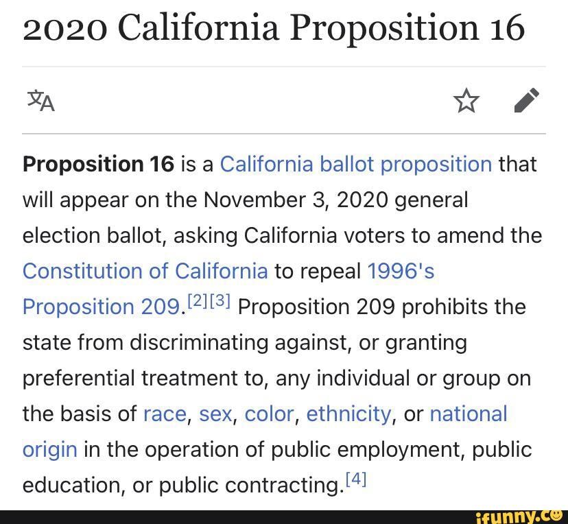 2020 California Proposition 16 al Proposition 16 is a California ballot