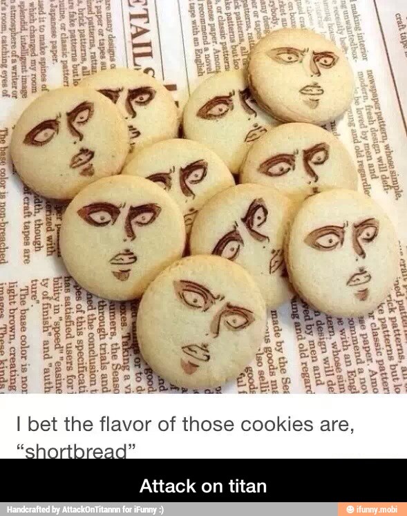 I bet the flavor of those cookies are,
no
Attack on titan - Attack on titan