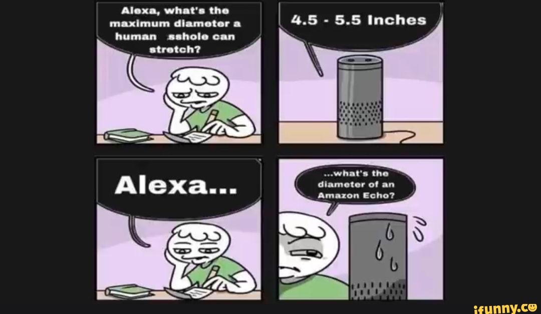 Alexa, what's the dinmeter I maximum diameter a 4.5 - 5.5 Inches human can stretch? .-what's diameter an Echo? - )