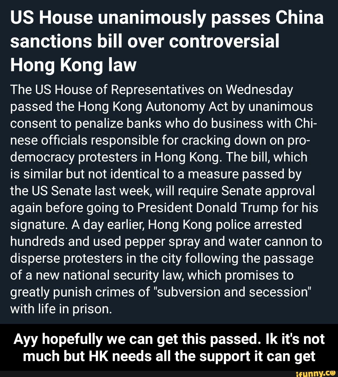 Us House Unanimously Passes China Sanctions Bill Over Controversial