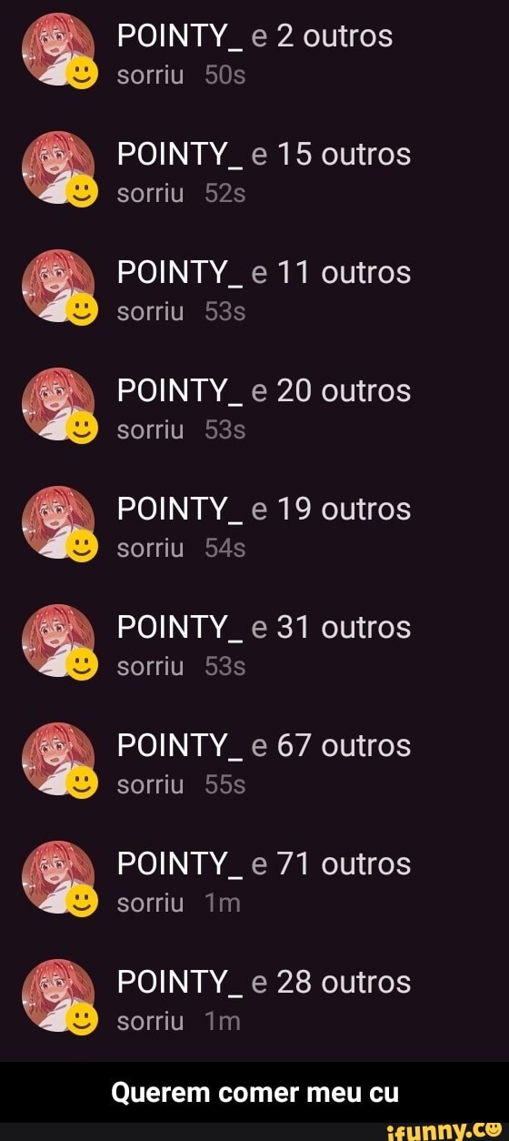 POINTY. e 2 outros sorriu
POINTY e 15 outros sorriu
POINTY e 11 outros sorriu
POINTY e 20 outros sorriu
POINTY e 19 outros sorriu
POINTY e 31 outros sorriu
POINTY e 67 outros sorriu
POINTY. e 71 outros
sorriu Im
POINTY e 28 outros
sorriu Im
Querem comer meu cu - Querem comer meu cu