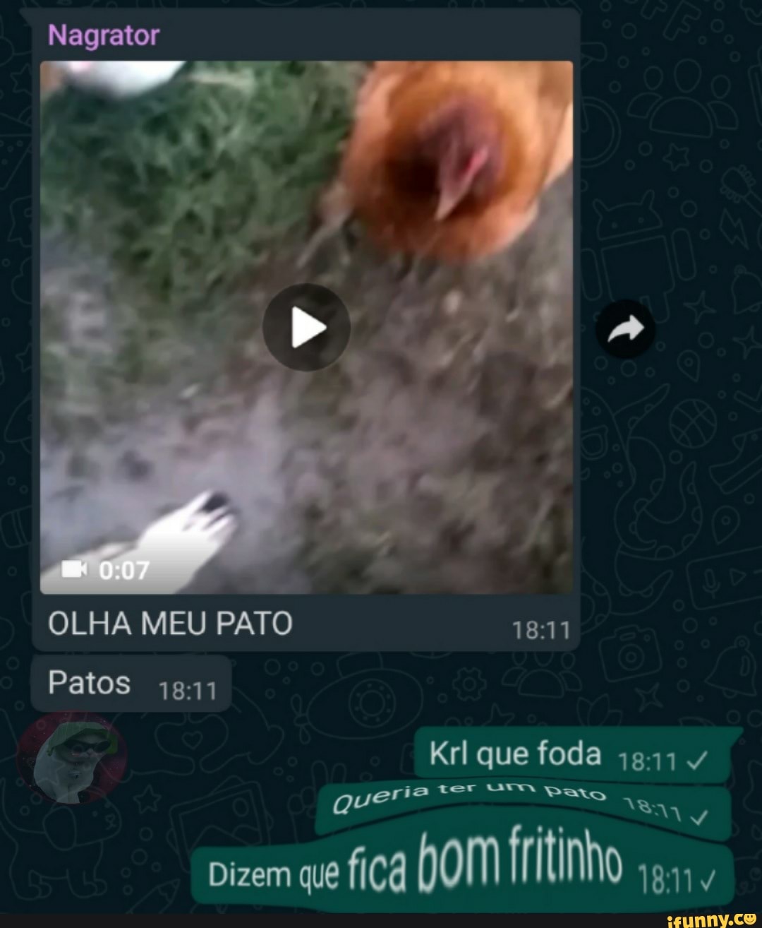 Nagrator
OLHA MEU PATO
Patos 1811
Krl que foda 1841
que ria ter uma
Dizem que fica bom fritinho 1811v