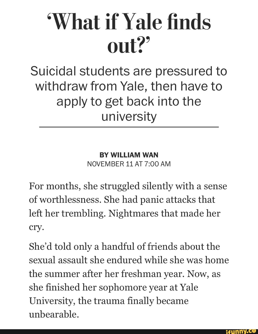 *What if Yale finds out?' Suicidal students are pressured to withdraw ...