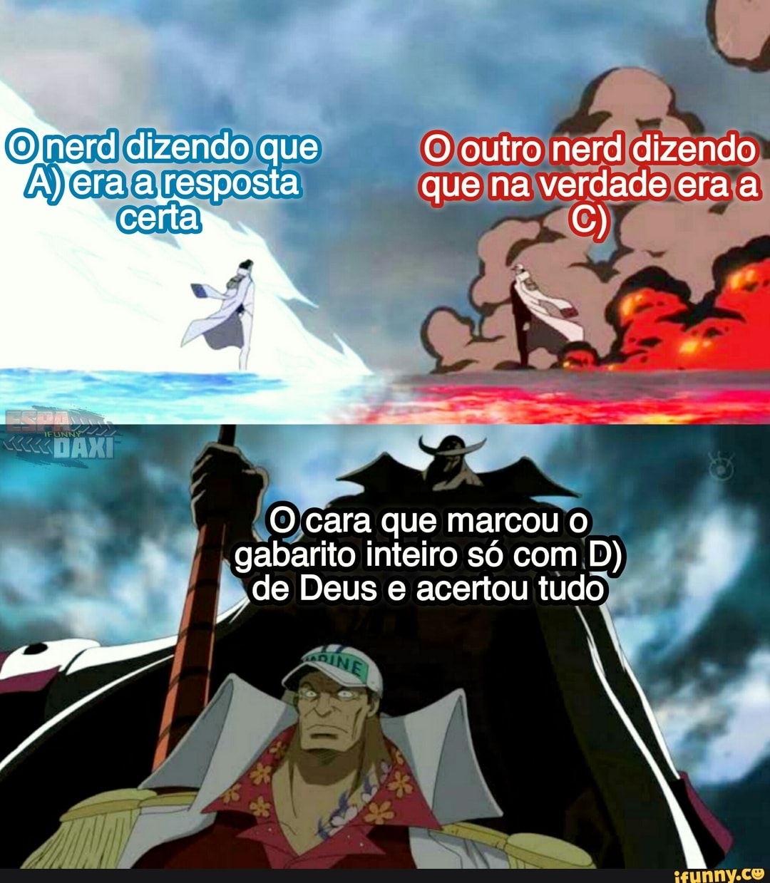 O outro nerd dizendo que na verdade era a
(oMerd dizendo que
O cara que marcou o
I gabarito inteiro só com D) de Deus e acertou tudo
