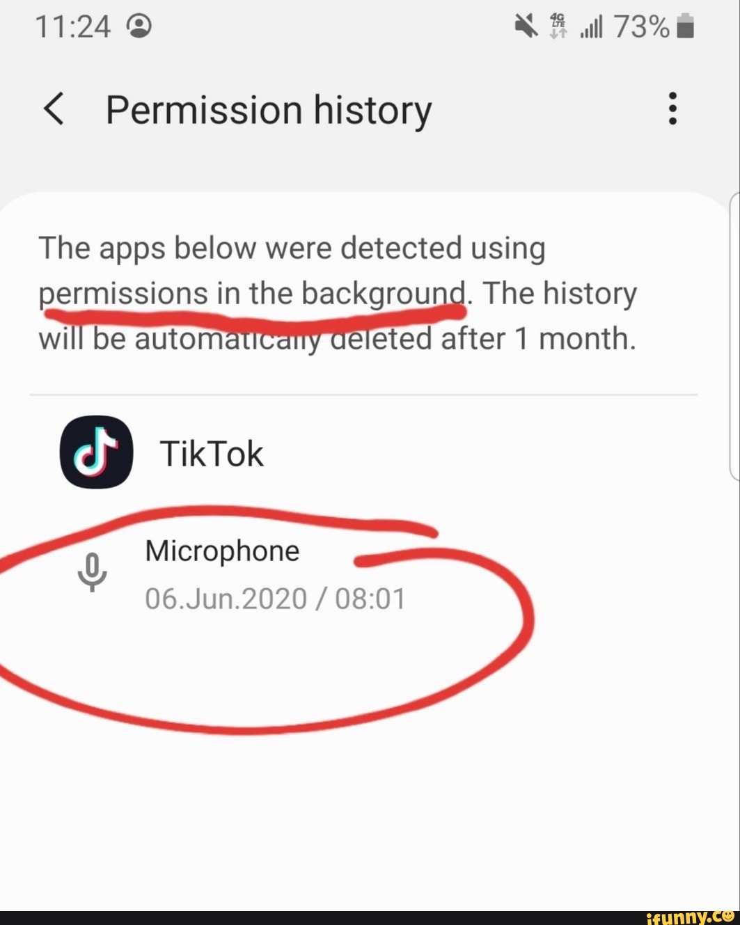 Permission history
The apps below were detected using
permissions in the background. The history
will be autom eted after 1 month.
A
Y
06.Jun.2020 08:01