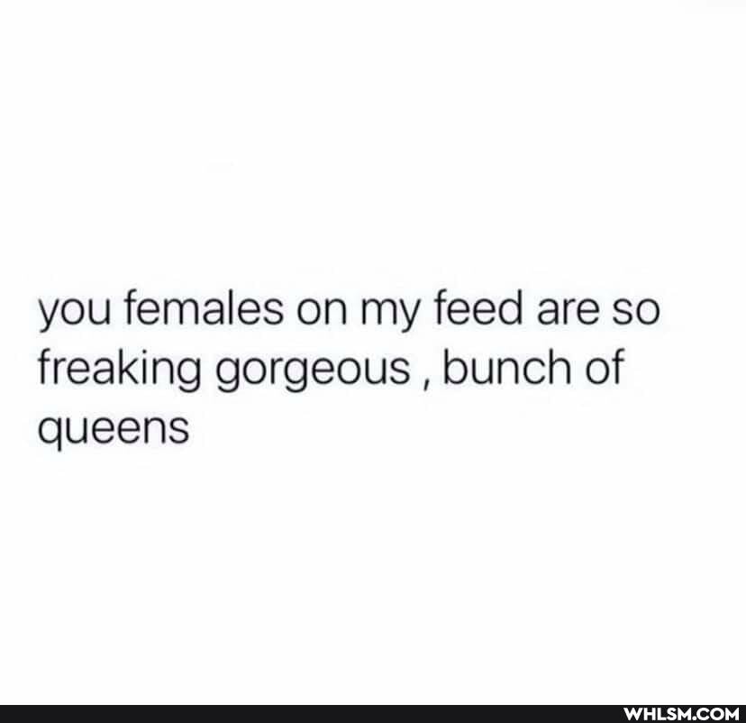 you females on my feed are so freaking gorgeous , bunch of queens