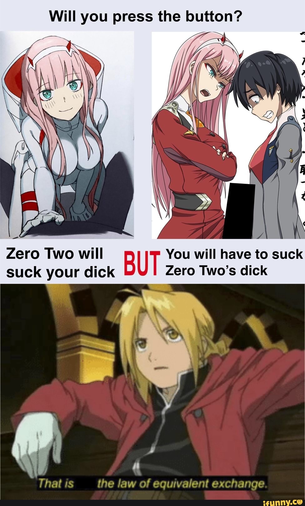 Will You Press The Button Suck Your Dick Zero Two’s Dick Ifunny